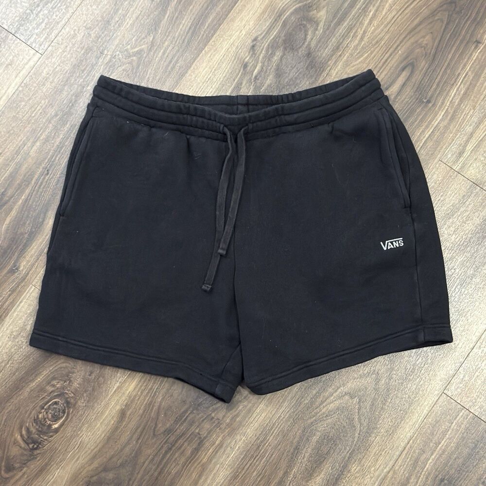 Vans Black Skater Comfy Sweat Short Size Medium Black Embroidered